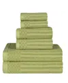 Superior Soho Checkered Border Cotton 6 Piece Towel Set In Sage