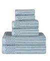 Superior Soho Checkered Border Cotton 6 Piece Towel Set Bedding In Slate Blue