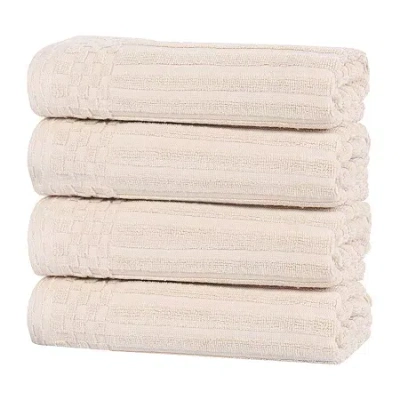 Superior Soho Collection | 4pc Quick Dry Checkered Hand Towel In Neutral