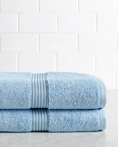 Superior Solid 2pc Bath Sheet Egyptian Cotton Towel Set In Blue