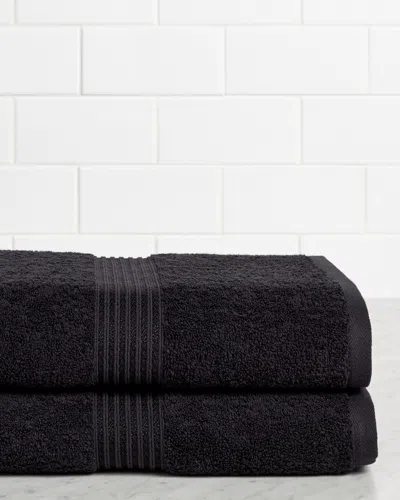Superior Solid 2pc Bath Sheet Egyptian Cotton Towel Set In Black