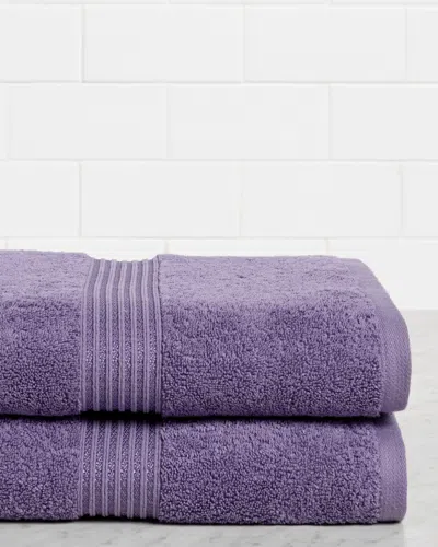 Superior Solid 2pc Bath Sheet Egyptian Cotton Towel Set In Purple