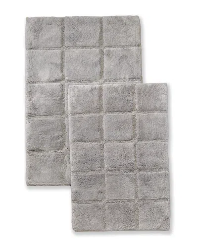 Superior Solid 2pc Checkered Non-slip Bath Rug Set