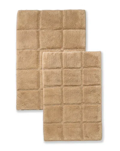 Superior Solid 2pc Checkered Non-slip Bath Rug Set