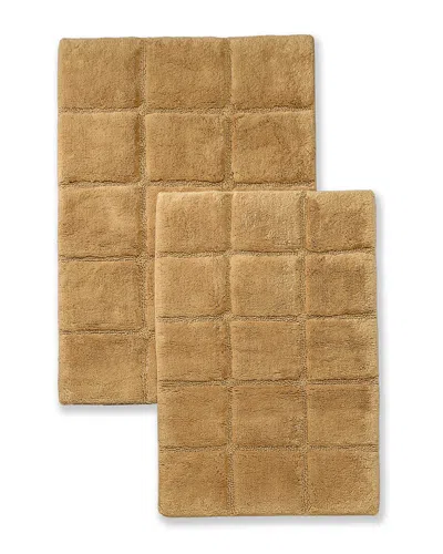 SUPERIOR SUPERIOR SOLID 2PC CHECKERED NON-SLIP COTTON BATH RUG SET