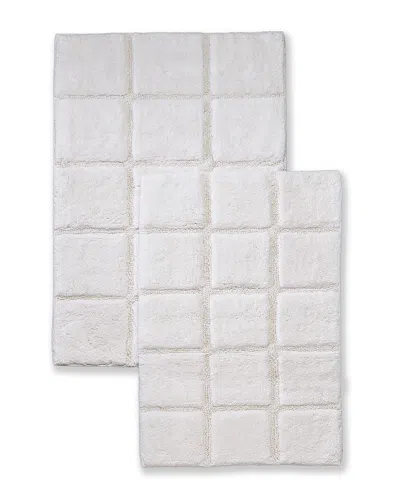 Superior Solid 2pc Checkered Non-slip Cotton Bath Rug Set In Gray