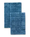 Superior Solid 2pc Checkered Non-slip Cotton Bath Rug Set In Blue