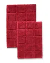 Superior Solid 2pc Checkered Non-slip Cotton Bath Rug Set