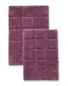 Superior Solid 2pc Checkered Non-slip Cotton Bath Rug Set