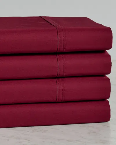 Superior Solid 300 Thread Count Cotton Percale Deep Pocket Sheet Set In Red