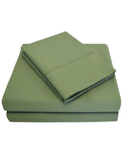 Superior Solid 300 Thread Count Cotton Percale Deep Pocket Sheet Set In Green