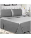 Superior Solid 300 Thread Count Cotton Percale Deep Pocket Sheet Set In Gray