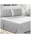 Superior Solid 300 Thread Count Cotton Percale Deep Pocket Sheet Set In Gray