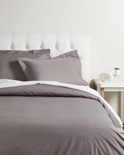 Superior Solid 300 Thread Count Cotton Percale Duvet Cover Set In Gray
