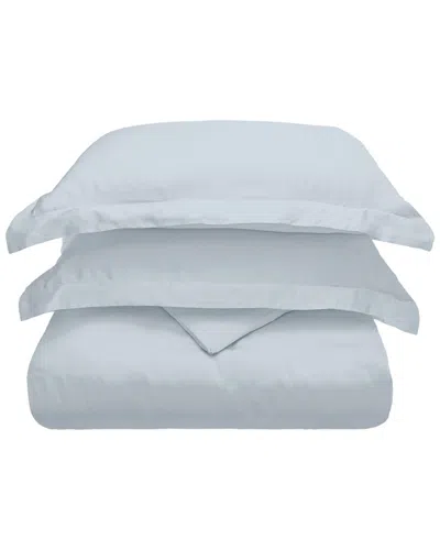 Superior Solid 300 Thread Count Cotton Percale Duvet Cover Set In Blue