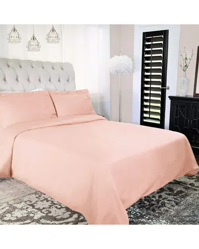 Superior Solid 300-thread Count Cotton Percale Duvet Cover Set In Pink