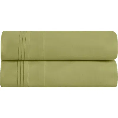 Superior Solid 600 Thread Count Egyptian Cotton Sateen Set Of 2 Pillowcases In Green