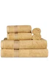 Superior Solid Quick Drying Absorbent 6 Piece Egyptian Cotton Assorted Towel Set Bedding In Gold