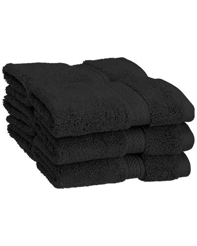 Superior Solid 6pc Absorbent Face Egyptian Cotton Towel Set In Black