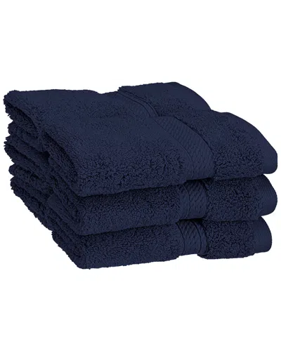 Superior Solid 6pc Absorbent Face Egyptian Cotton Towel Set In Navy Blue