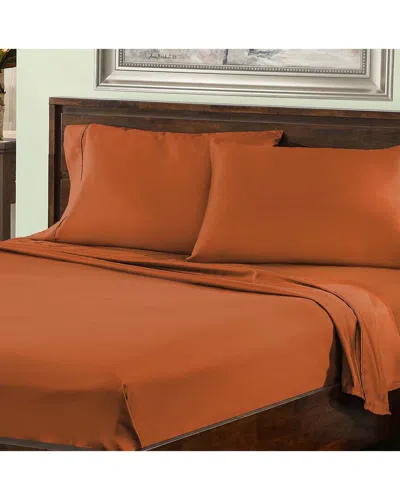 Superior Solid 800 Thread Count Cotton Rich Deep Pocket Sheet Set In Rust