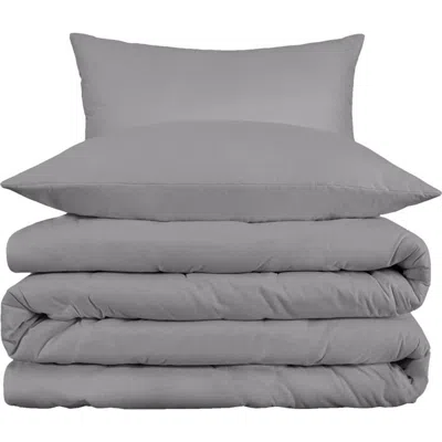 Superior Solid 800 Thread Count Sateen Duvet Cover & Shams Set In Gray