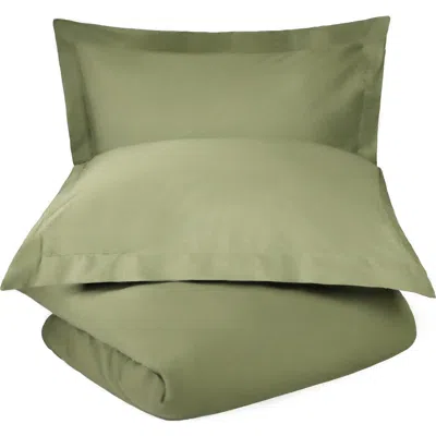 Superior Solid 800 Thread Count Sateen Duvet Cover & Shams Set In Green