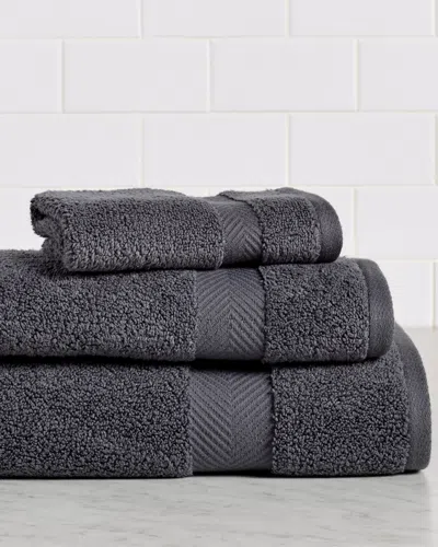 Superior Solid Absorbent Strong Zero-twist 3pc Cotton Towel Set In Gray