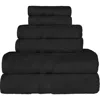 Superior Solid Cotton 6-piece Towel Set In Black