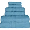 Superior Solid Cotton 6-piece Towel Set In Blue