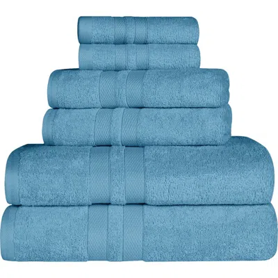 Superior Solid Cotton 6-piece Towel Set In Blue