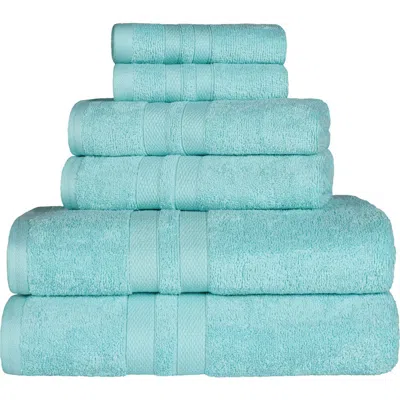 Superior Solid Cotton 6-piece Towel Set In Blue