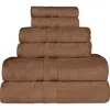 Superior Solid Cotton 6-piece Towel Set In Brown