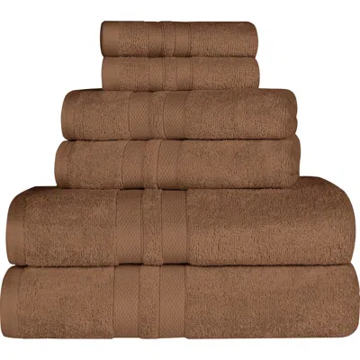 Superior Solid Cotton 6-piece Towel Set In Brown