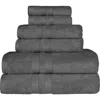 Superior Solid Cotton 6-piece Towel Set In Gray