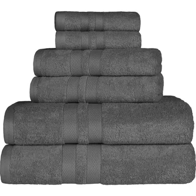 Superior Solid Cotton 6-piece Towel Set In Gray