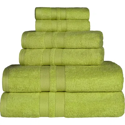 Superior Solid Cotton 6-piece Towel Set In Green