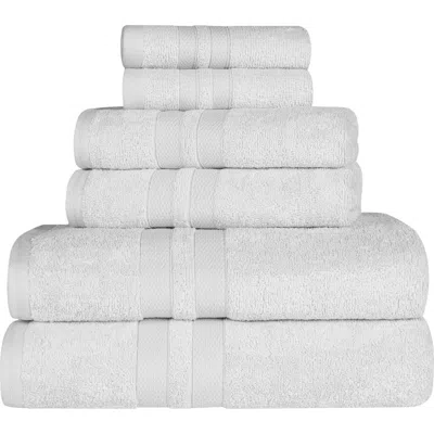 Superior Solid Cotton 6-piece Towel Set In White