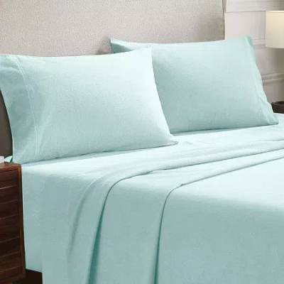 Superior Solid Cotton Flannel Heavyweight Warm Pillowcase In Blue