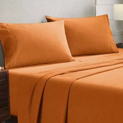 Superior Solid Cotton Flannel Heavyweight Warm Pillowcase In Orange