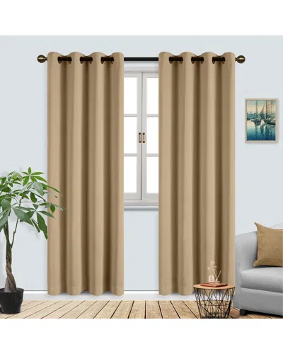 Superior Solid Insulated Thermal Blackout Grommet Curtain Panel Set In Brown