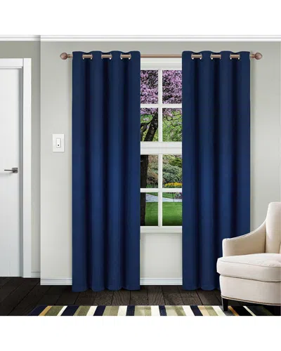Superior Solid Insulated Thermal Blackout Grommet Curtain Panel Set In Blue