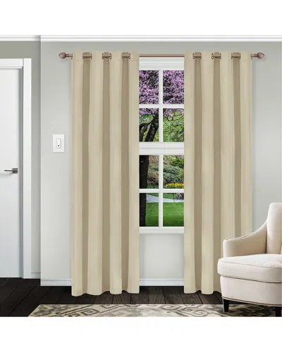 Superior Solid Insulated Thermal Blackout Grommet Curtain Panel Set In Neutral