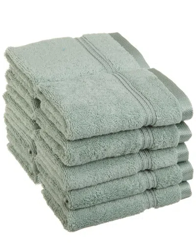Superior Solid Luxury 10pc Face Egyptian Cotton Towel Set In Green