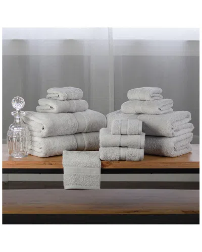 Superior Solid Organic 12pc Breathable Fast Drying Organic Cotton Towel Set In Silver