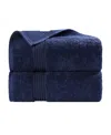 Superior Solid Quick Drying 100% Egyptian Cotton 2-pc Bath Sheet Set In Blue