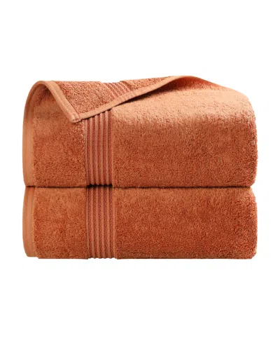 Superior Solid Quick Drying 100% Egyptian Cotton 2-pc Bath Sheet Set In Brown