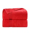 Superior Solid Quick Drying 100% Egyptian Cotton 2-pc Bath Sheet Set In Red