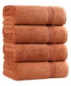 Superior Solid Quick Drying 100% Egyptian Cotton 4-pc Bath Towel Set In Brown