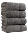 Superior Solid Quick Drying 100% Egyptian Cotton 4-pc Bath Towel Set In Gray